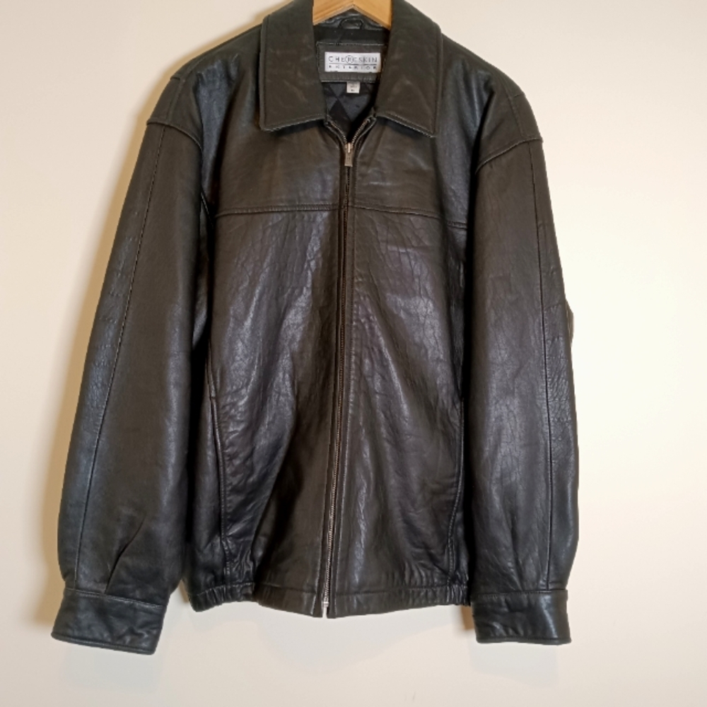Chereskin Men's Soft Black  Genuine Leather Zip Front Jacket XL